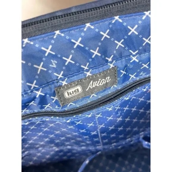 Lug Avion Navy Blue Convertible Tote Bag Quilted Overnighter Travel Glitter - Picture 7 of 14